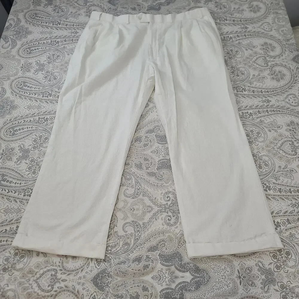 Britches by Samtex mens linen trouser 42x30 beachy resort wear vacation nautical